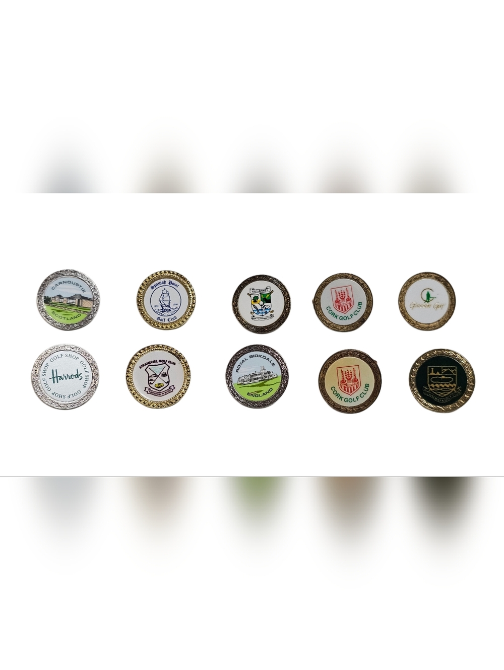 10 Golf Ball Markers UK Ireland Carnoustie Lahinch Royal Birkdale Killarney Lot